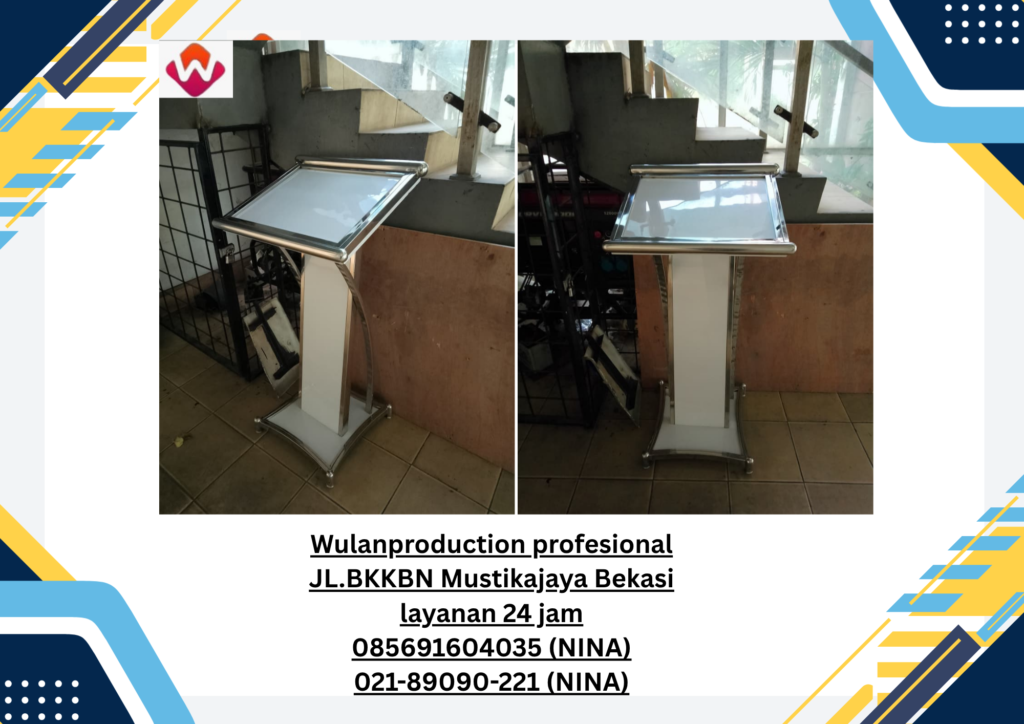 Sewa PODIUM Putih Frame Stainless Cikarang Utara