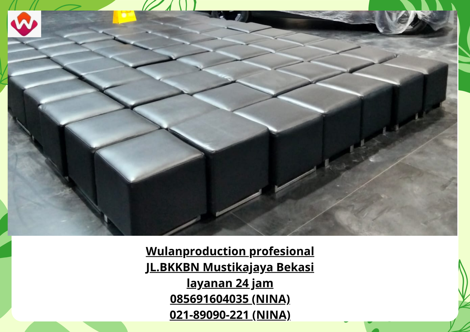 Sewa PUFF Hitam Kotak Kaki Stainless Jakarta