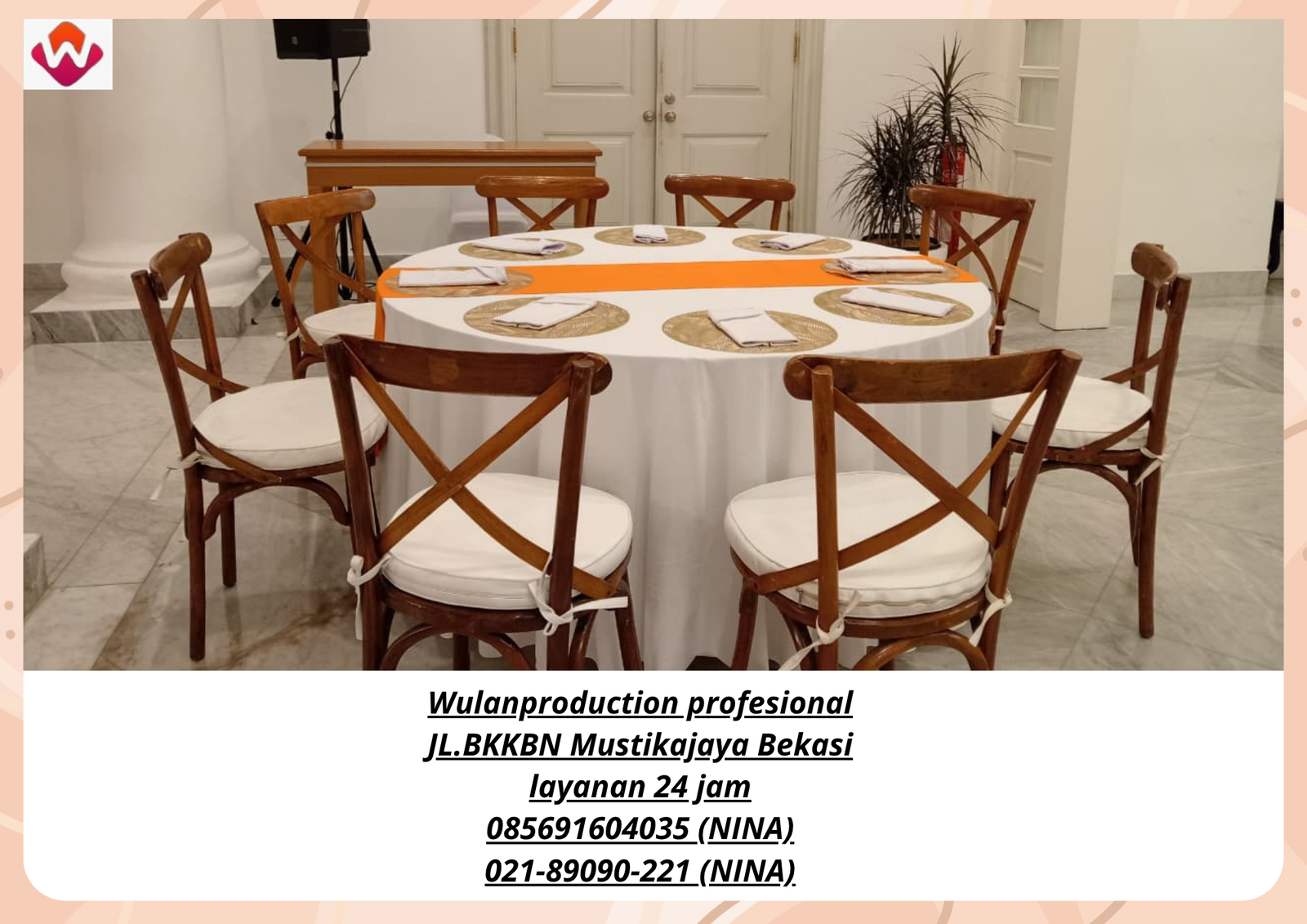 Sewa ROUND TABLE Lengkap KURSI CROSSBACK Jakarta