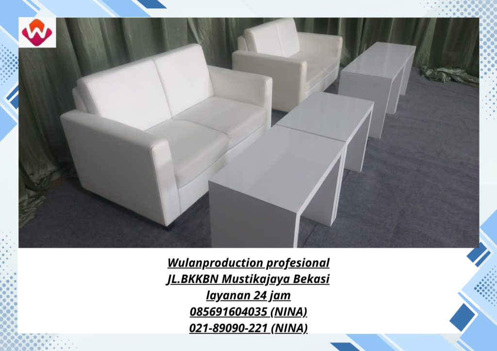 Sewa SOFA dan Meja HPL Putih Area Bekasi 