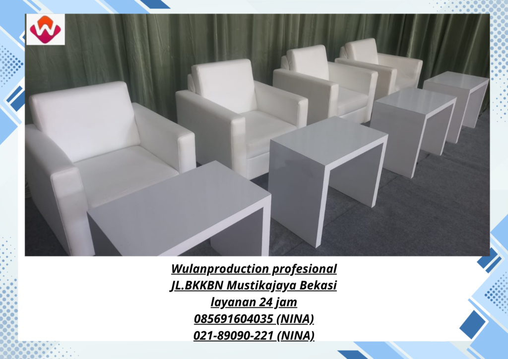 Sewa SOFA dan Meja HPL Putih Area Bekasi 