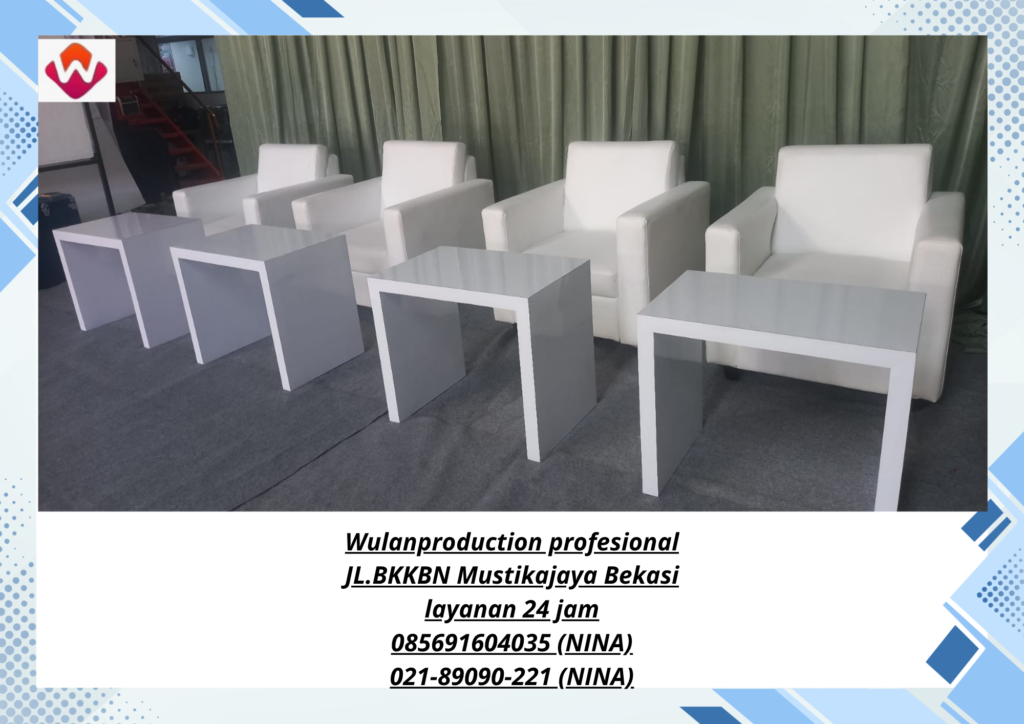 Sewa SOFA dan Meja HPL Putih Area Bekasi 