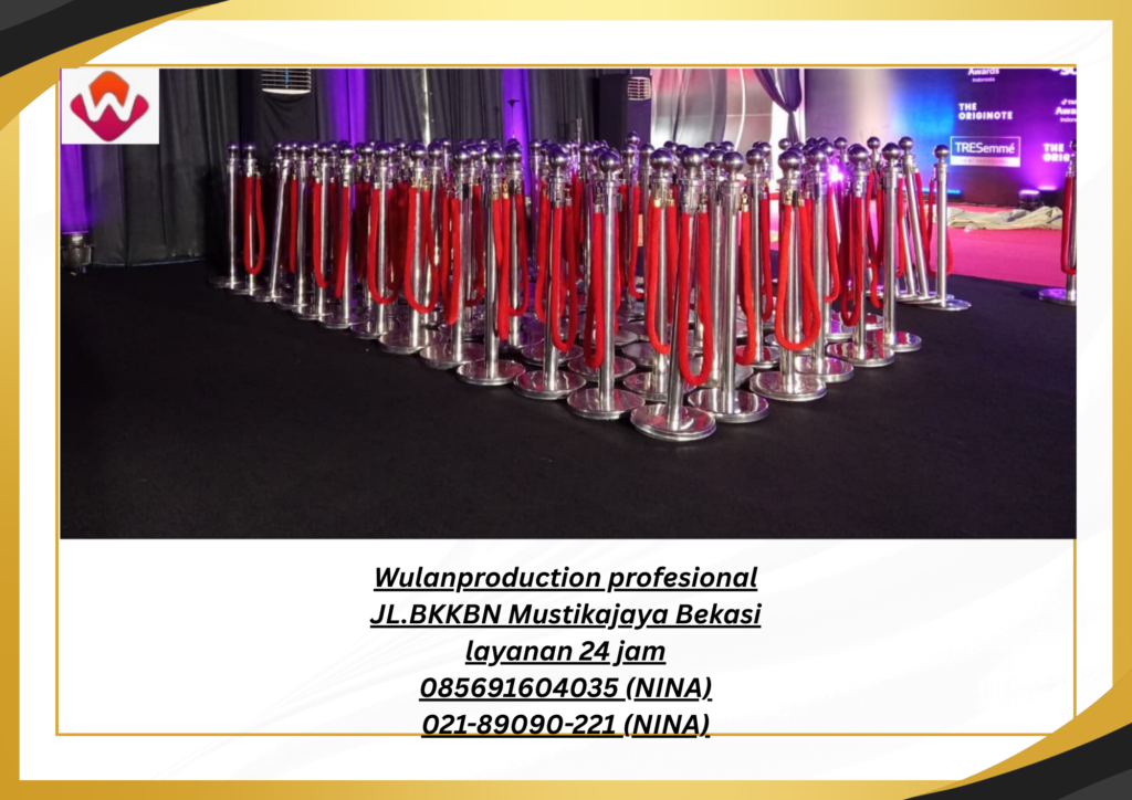 Sewa TIANG ANTRIAN Gold Tali Bludru Merah Kalibata Jakarta Selatan 