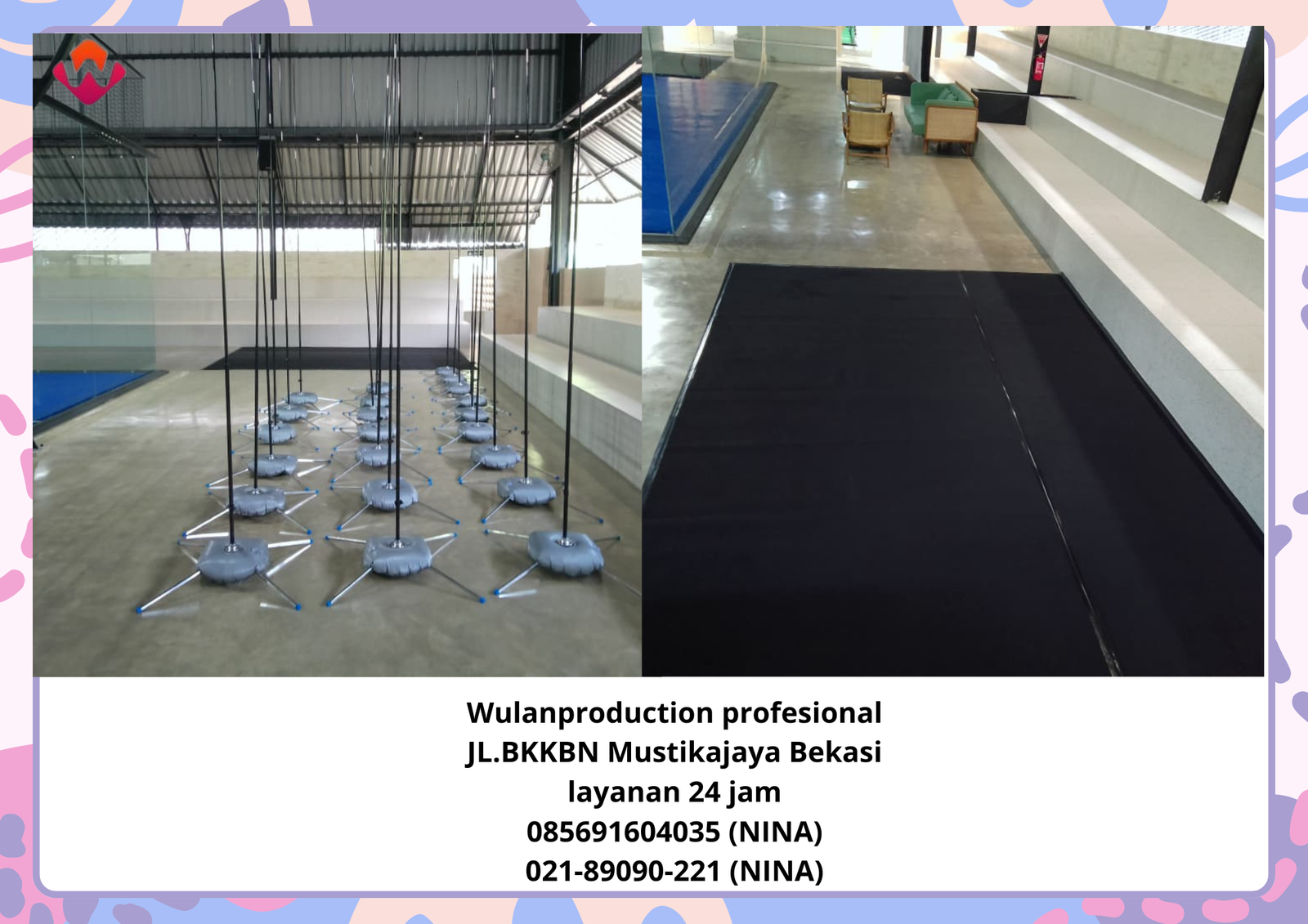 Rental FLAGE POLE Dan KARPET BUANA Hitam Jakarta