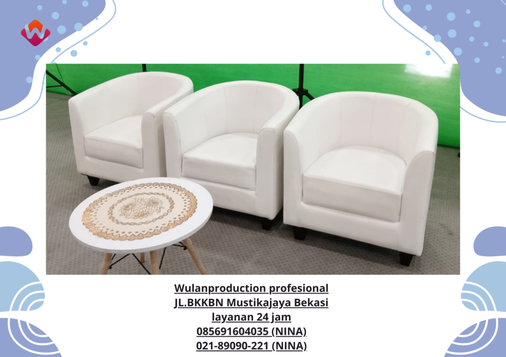 Rental SOFA OVAL MEJA RETRO PUTIH BARSTOOL Area Jakarta 