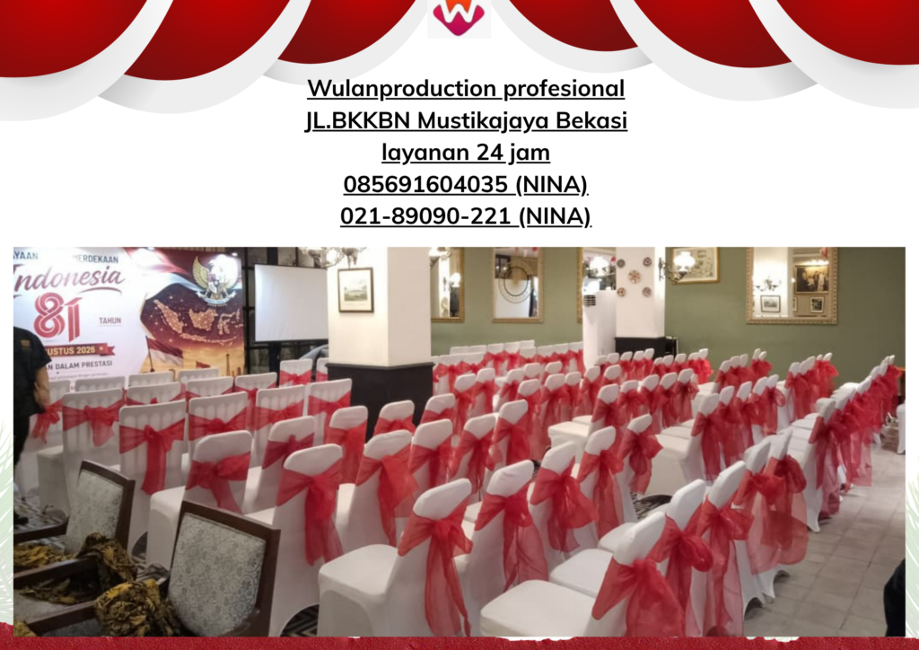 Sewa KURSI COVER PUTIH PITA MERAH Jakarta