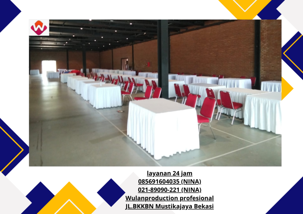 Sewa MEJA KOTAK Taplak Rumbai Putih Bekasi 