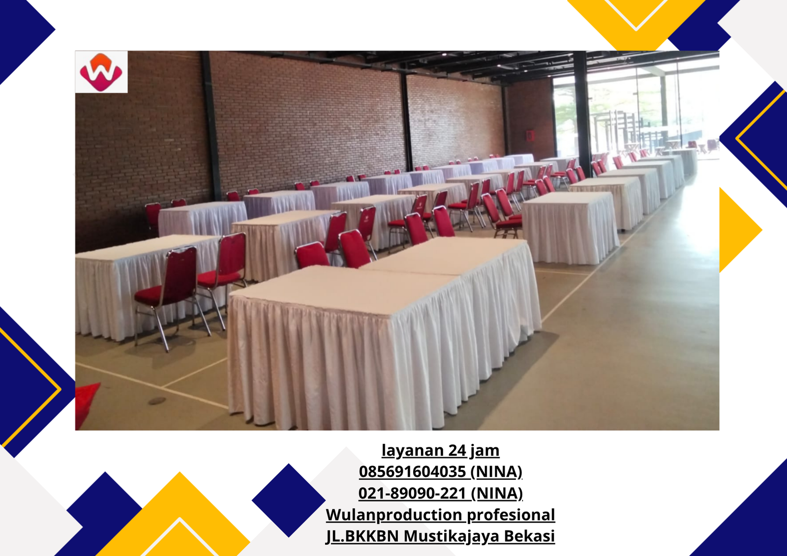 Sewa MEJA KOTAK Taplak Rumbai Putih Bekasi