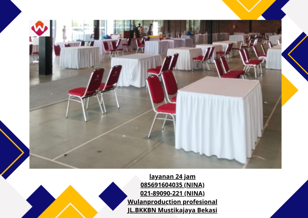 Sewa MEJA KOTAK Taplak Rumbai Putih Bekasi 