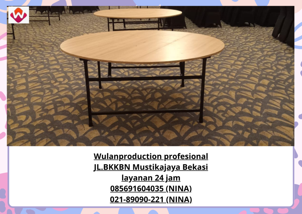 Sewa MEJA BUNDAR HPL Polos Depok (NO.HP 085691604035 / 021-89090-221)